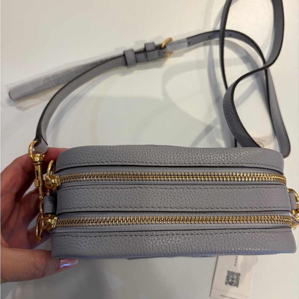 Tory Burch Perry Bombe Mini Bag Embossed Logo Crossbody Bay Gary Color - Picture 2 of 10